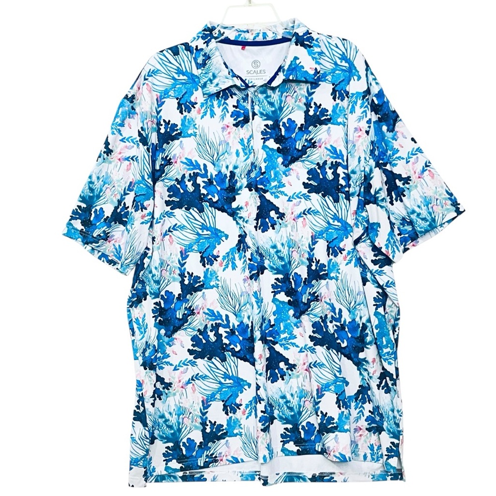 Scales Gear Golf Polo UPF50+ Clubhouse Collection Coral Tropic Beach Shirt 2XL - Picture 2 of 11